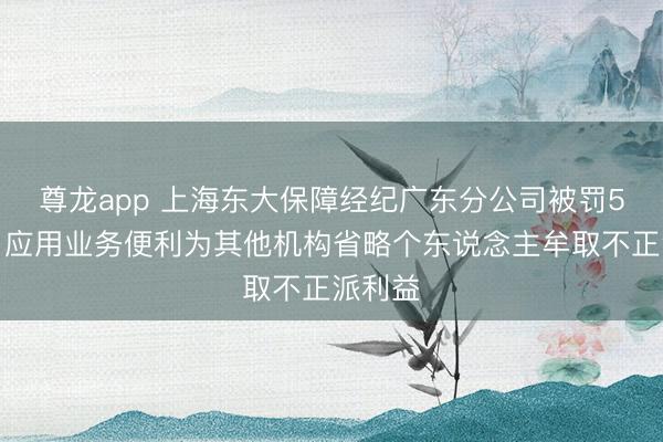 尊龙app 上海东大保障经纪广东分公司被罚5万元:应用业务便利为其他机构省略个东说念主牟取不正派利益