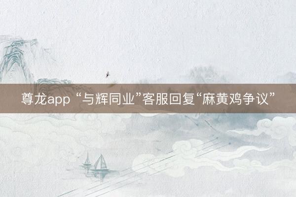 尊龙app “与辉同业”客服回复“麻黄鸡争议”