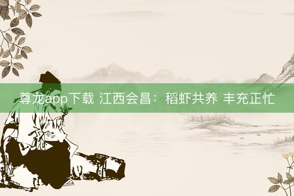 尊龙app下载 江西会昌：稻虾共养 丰充正忙