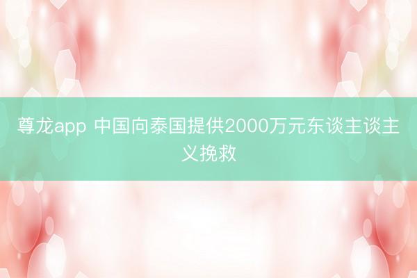 尊龙app 中国向泰国提供2000万元东谈主谈主义挽救