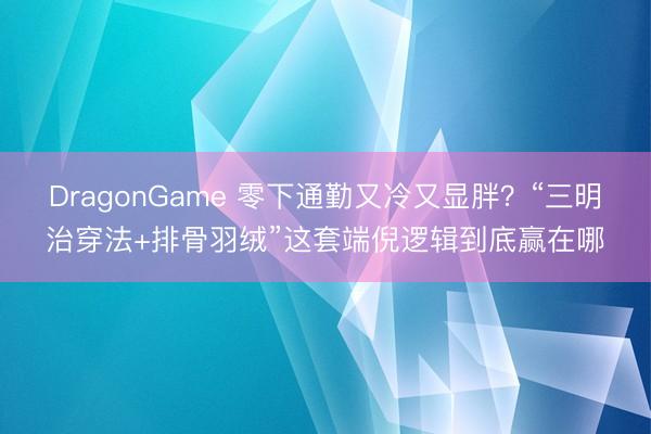 DragonGame 零下通勤又冷又显胖？“三明治穿法+排骨羽绒”这套端倪逻辑到底赢在哪