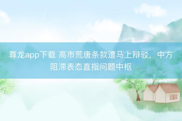 尊龙app下载 高市荒唐条款遭马上辩驳，中方阻滞表态直指问题中枢