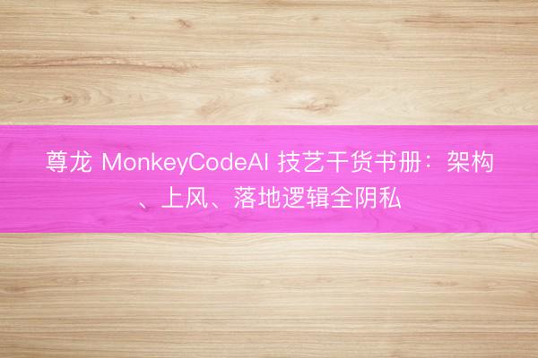 尊龙 MonkeyCodeAI 技艺干货书册：架构、上风、落地逻辑全阴私