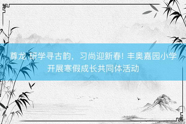 尊龙 研学寻古韵，习尚迎新春! 丰奥嘉园小学开展寒假成长共同体活动