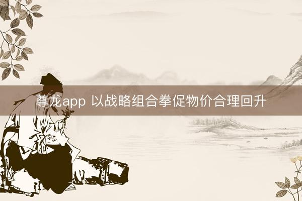 尊龙app 以战略组合拳促物价合理回升