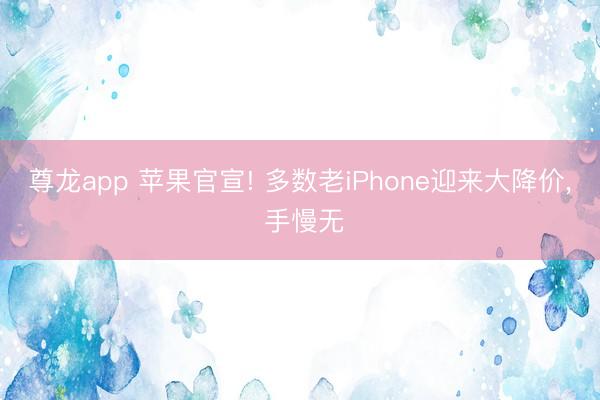 尊龙app 苹果官宣! 多数老iPhone迎来大降价， 手慢无