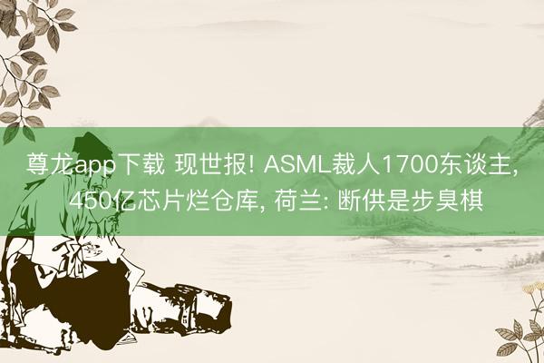 尊龙app下载 现世报! ASML裁人1700东谈主， 450亿芯片烂仓库， 荷兰: 断供是步臭棋