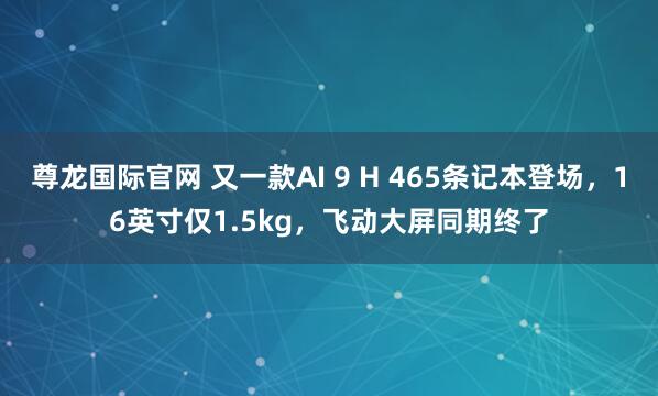 尊龙国际官网 又一款AI 9 H 465条记本登场，16英寸仅1.5kg，飞动大屏同期终了