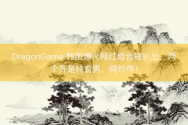 DragonGame 韩国爆火网红组合被扒出，两个齐是纯直男，纯炒作！