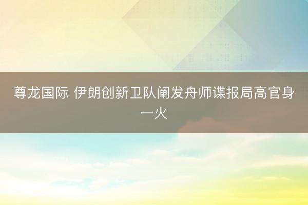 尊龙国际 伊朗创新卫队阐发舟师谍报局高官身一火