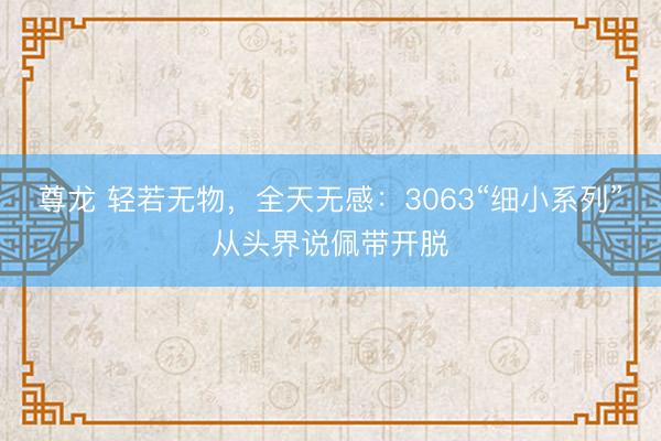 尊龙 轻若无物，全天无感：3063“细小系列”从头界说佩带开脱