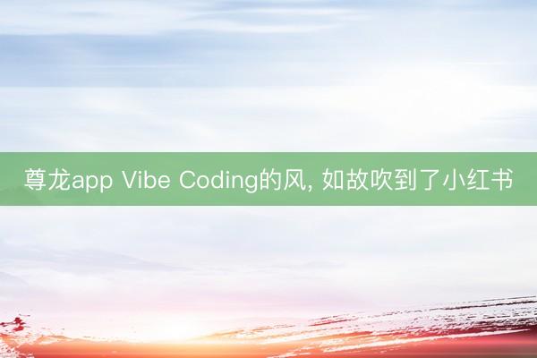 尊龙app Vibe Coding的风， 如故吹到了小红书