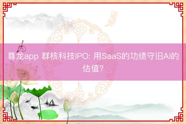 尊龙app 群核科技IPO: 用SaaS的功绩守旧AI的估值?