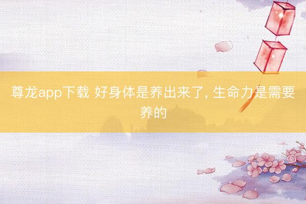 尊龙app下载 好身体是养出来了， 生命力是需要养的