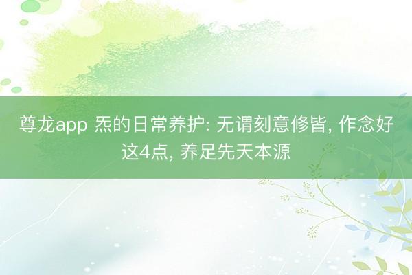 尊龙app 炁的日常养护: 无谓刻意修皆， 作念好这4点， 养足先天本源