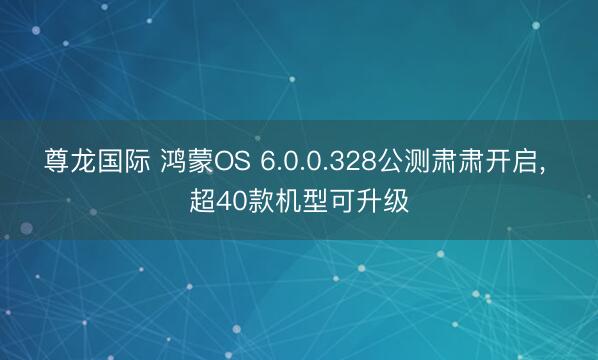 尊龙国际 鸿蒙OS 6.0.0.328公测肃肃开启， 超40款机型可升级