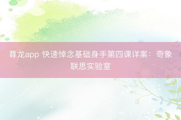尊龙app 快速悼念基础身手第四课详案：奇象联思实验室