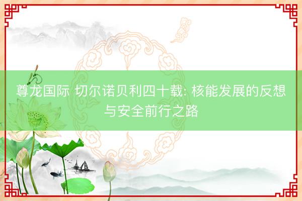 尊龙国际 切尔诺贝利四十载: 核能发展的反想与安全前行之路