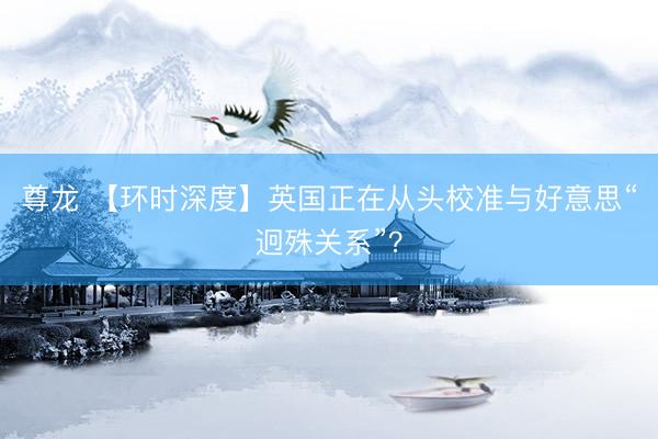 尊龙 【环时深度】英国正在从头校准与好意思“迥殊关系”？
