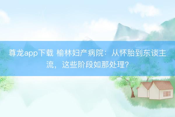 尊龙app下载 榆林妇产病院：从怀胎到东谈主流，这些阶段如那处理？