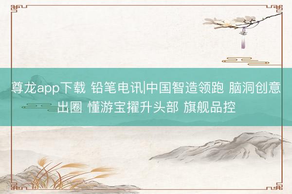 尊龙app下载 铅笔电讯|中国智造领跑 脑洞创意出圈 懂游宝擢升头部 旗舰品控