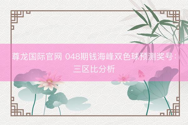 尊龙国际官网 048期钱海峰双色球预测奖号：三区比分析