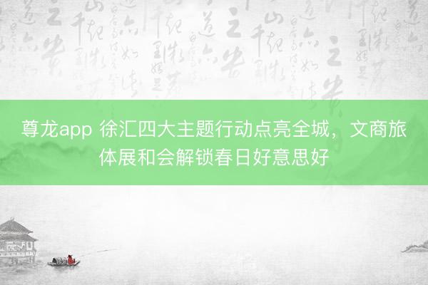 尊龙app 徐汇四大主题行动点亮全城，文商旅体展和会解锁春日好意思好
