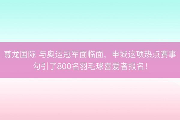 尊龙国际 与奥运冠军面临面，申城这项热点赛事勾引了800名羽毛球喜爱者报名！