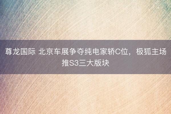 尊龙国际 北京车展争夺纯电家轿C位，极狐主场推S3三大版块