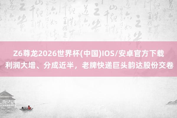 Z6尊龙2026世界杯(中国)IOS/安卓官方下载 利润大增、分成近半，老牌快递巨头韵达股份交卷