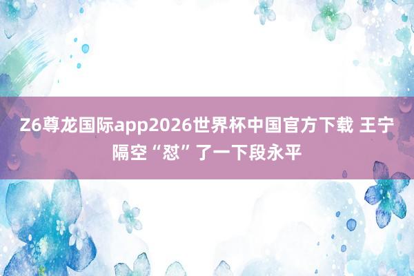 Z6尊龙国际app2026世界杯中国官方下载 王宁隔空“怼”了一下段永平