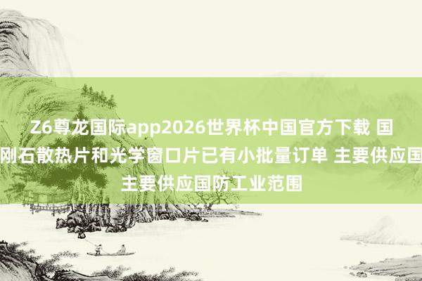 Z6尊龙国际app2026世界杯中国官方下载 国机精工：金刚石散热片和光学窗口片已有小批量订单 主要供应国防工业范围