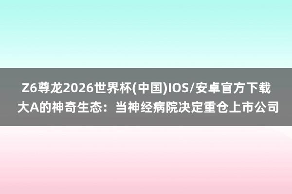 Z6尊龙2026世界杯(中国)IOS/安卓官方下载 大A的神奇生态：当神经病院决定重仓上市公司