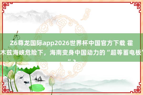 Z6尊龙国际app2026世界杯中国官方下载 霍尔木兹海峡危险下，海南变身中国动力的“超等蓄电板”？