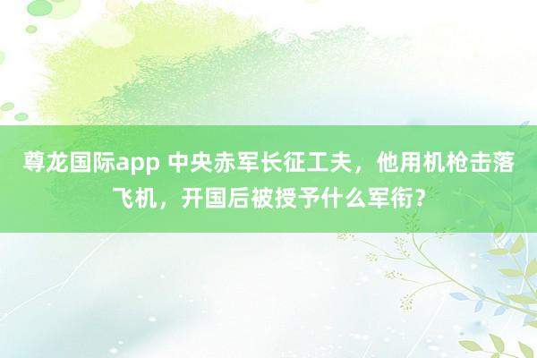 尊龙国际app 中央赤军长征工夫，他用机枪击落飞机，开国后被授予什么军衔？