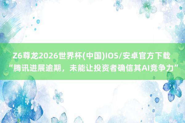 Z6尊龙2026世界杯(中国)IOS/安卓官方下载 “腾讯进展逾期，未能让投资者确信其AI竞争力”