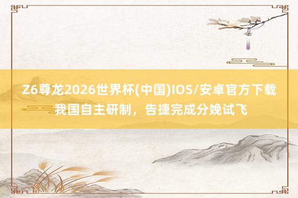 Z6尊龙2026世界杯(中国)IOS/安卓官方下载 我国自主研制，告捷完成分娩试飞