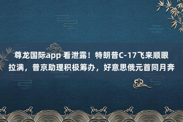 尊龙国际app 看泄露！特朗普C-17飞来顺眼拉满，普京助理积极筹办，好意思俄元首同月奔