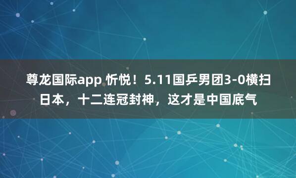 尊龙国际app 忻悦！5.11国乒男团3-0横扫日本，十二连冠封神，这才是中国底气