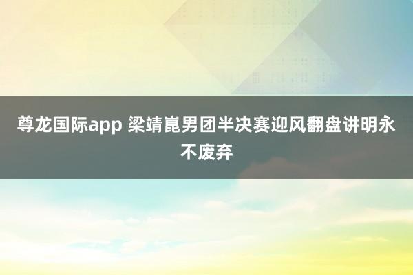 尊龙国际app 梁靖崑男团半决赛迎风翻盘讲明永不废弃