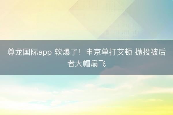 尊龙国际app 软爆了！申京单打艾顿 抛投被后者大帽扇飞