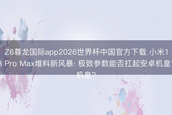 Z6尊龙国际app2026世界杯中国官方下载 小米18 Pro Max堆料新风暴: 极致参数能否扛起安卓机皇?