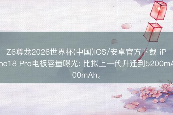 Z6尊龙2026世界杯(中国)IOS/安卓官方下载 iPhone18 Pro电板容量曝光: 比拟上一代升迁到5200mAh。