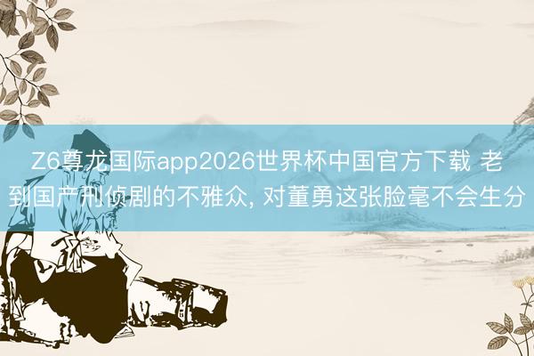 Z6尊龙国际app2026世界杯中国官方下载 老到国产刑侦剧的不雅众， 对董勇这张脸毫不会生分
