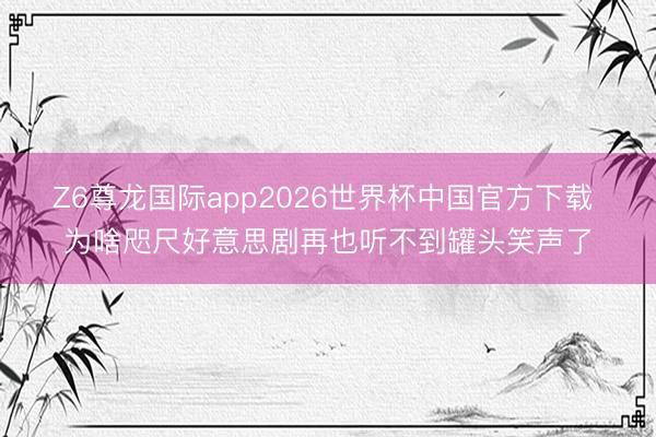 Z6尊龙国际app2026世界杯中国官方下载 为啥咫尺好意思剧再也听不到罐头笑声了