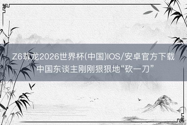 Z6尊龙2026世界杯(中国)IOS/安卓官方下载 中国东谈主刚刚狠狠地“砍一刀”