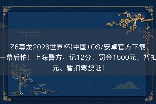 Z6尊龙2026世界杯(中国)IOS/安卓官方下载 街头这一幕后怕！上海警方：记12分、罚金1500元、暂扣驾驶证！