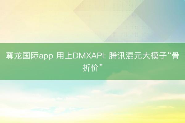 尊龙国际app 用上DMXAPI: 腾讯混元大模子“骨折价”