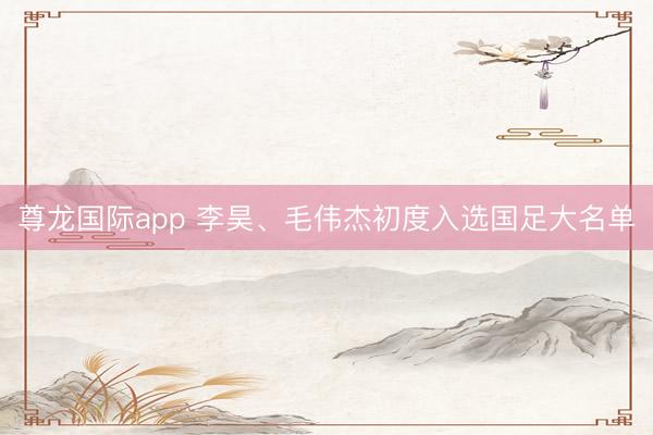 尊龙国际app 李昊、毛伟杰初度入选国足大名单