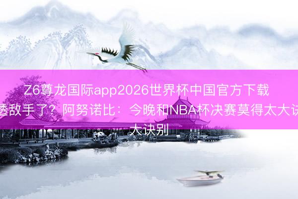 Z6尊龙国际app2026世界杯中国官方下载 摸透敌手了？阿努诺比：今晚和NBA杯决赛莫得太大诀别